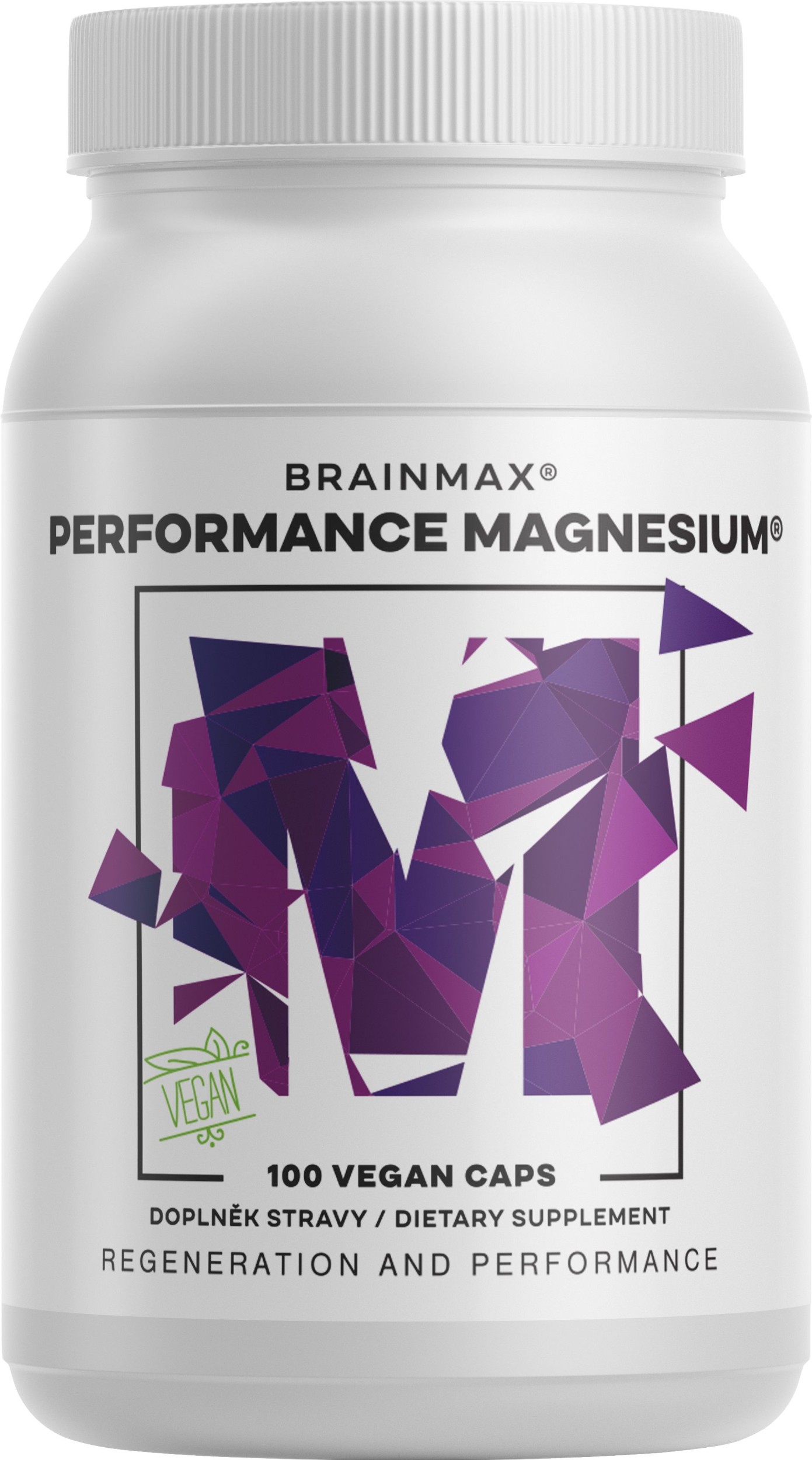 BrainMax Performance Magnesium®, 1000 mg, Hořčík 200 mg + Vitamín B6 P5P, 100 vegan kapslí
