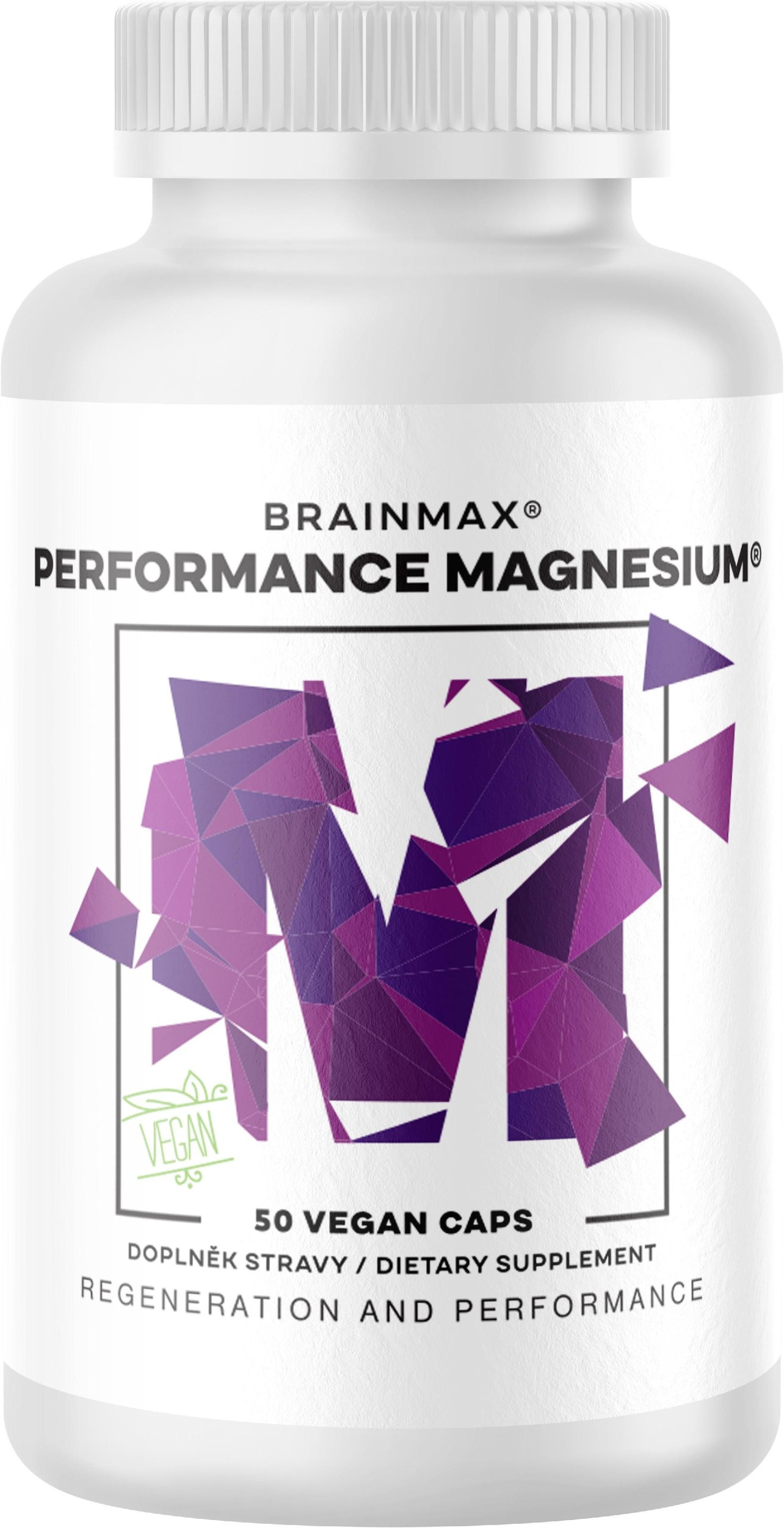 BrainMax Performance Magnesium®, 1000 mg, Hořčík 200 mg + Vitamín B6 P5P, 50 rostlinných kapslí