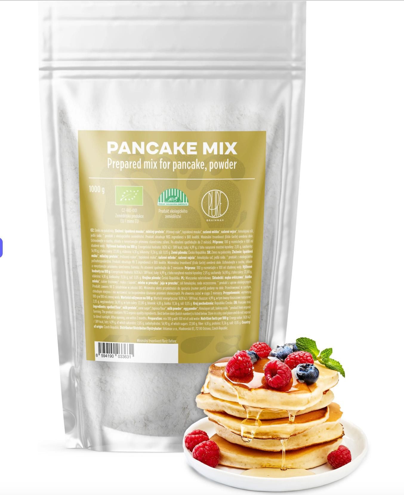 BrainMax Pure Pancake Mix, Směs na lívance, BIO, 1000 g