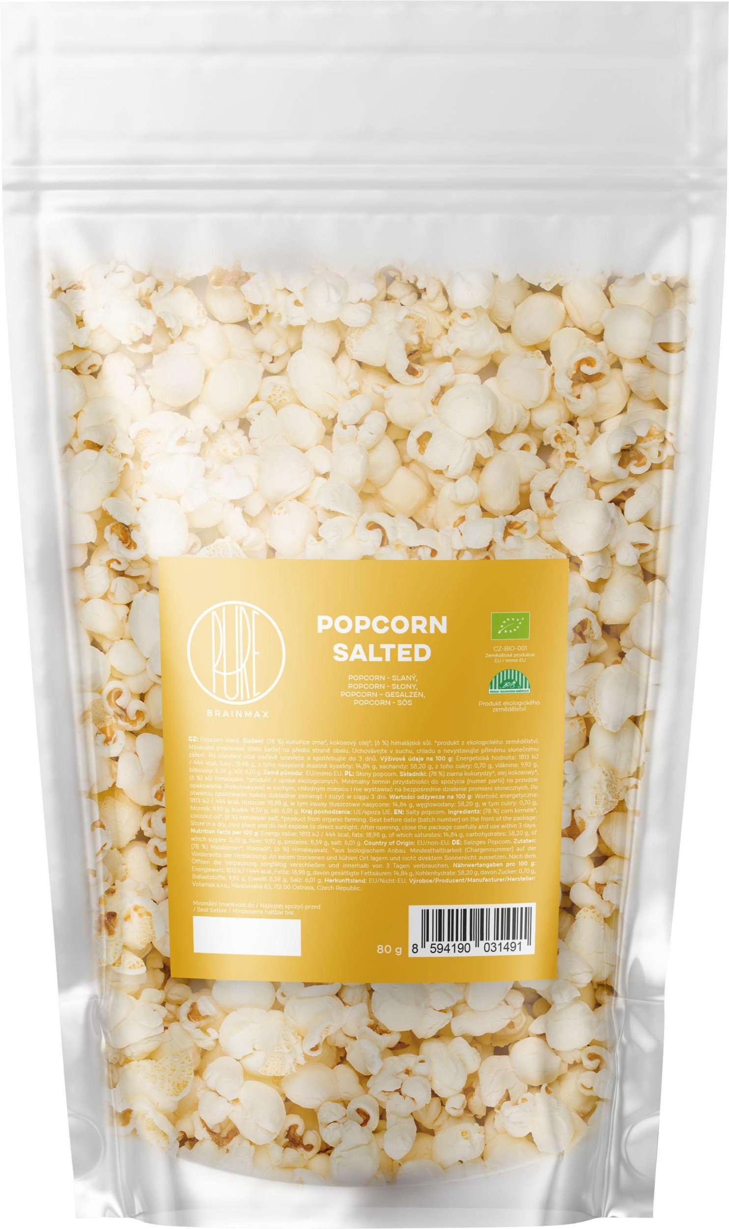 BrainMax Pure Popcorn, BIO, 80 g
