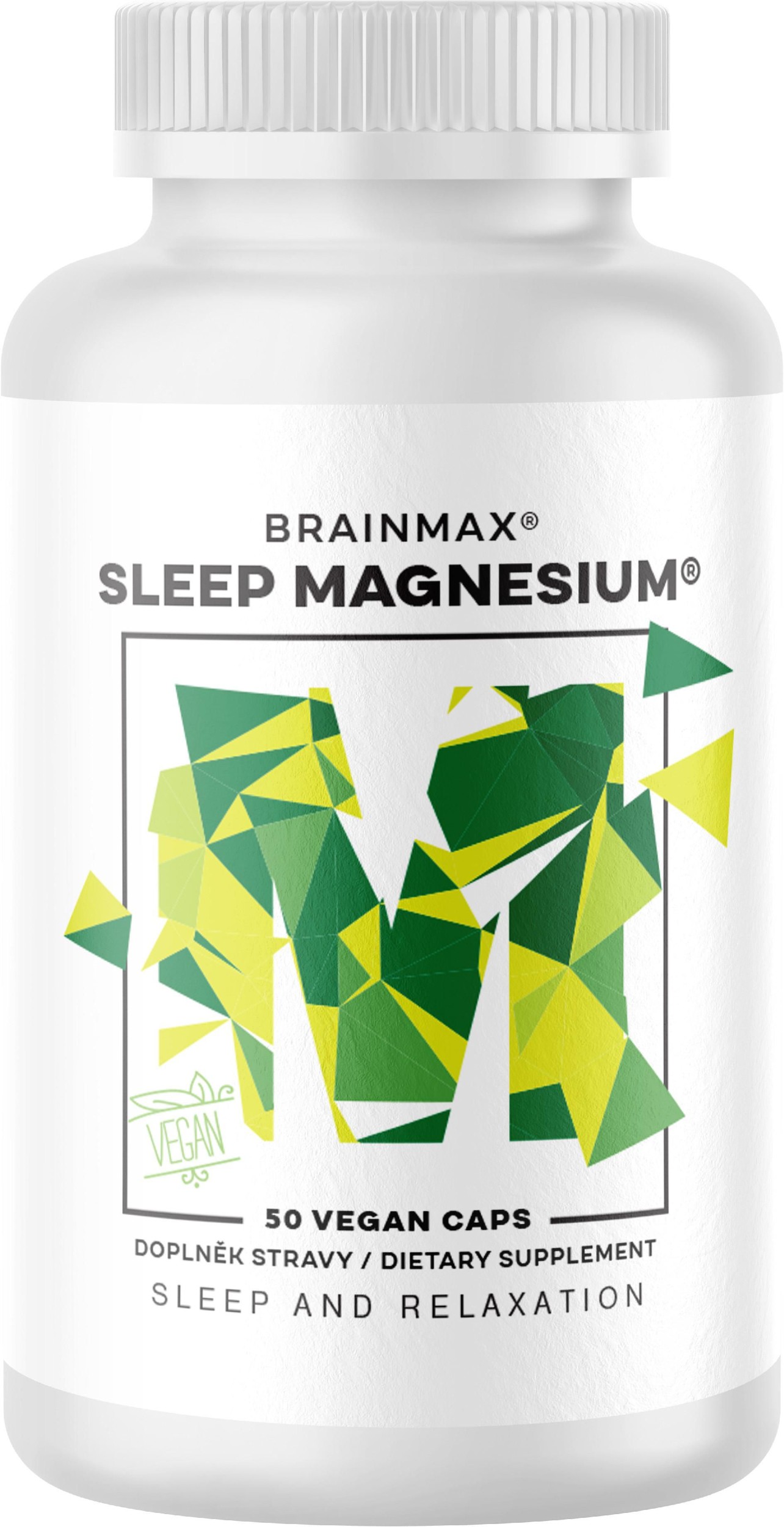 BrainMax Sleep Magnesium®, 320 mg, (Hořčík, GABA, L-theanin, Vitamín B6, šťáva z višně) 50 rostlinných kapslí
