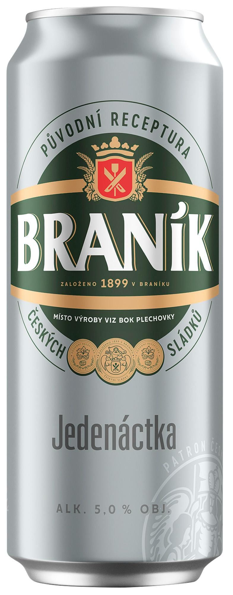Nápoje - Braník Jedenáctka pivo ležák světlý plech 0,5 l