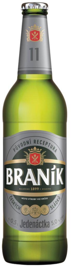 Nápoje - Braník Jedenáctka pivo ležák světlý sklo 0,5 l