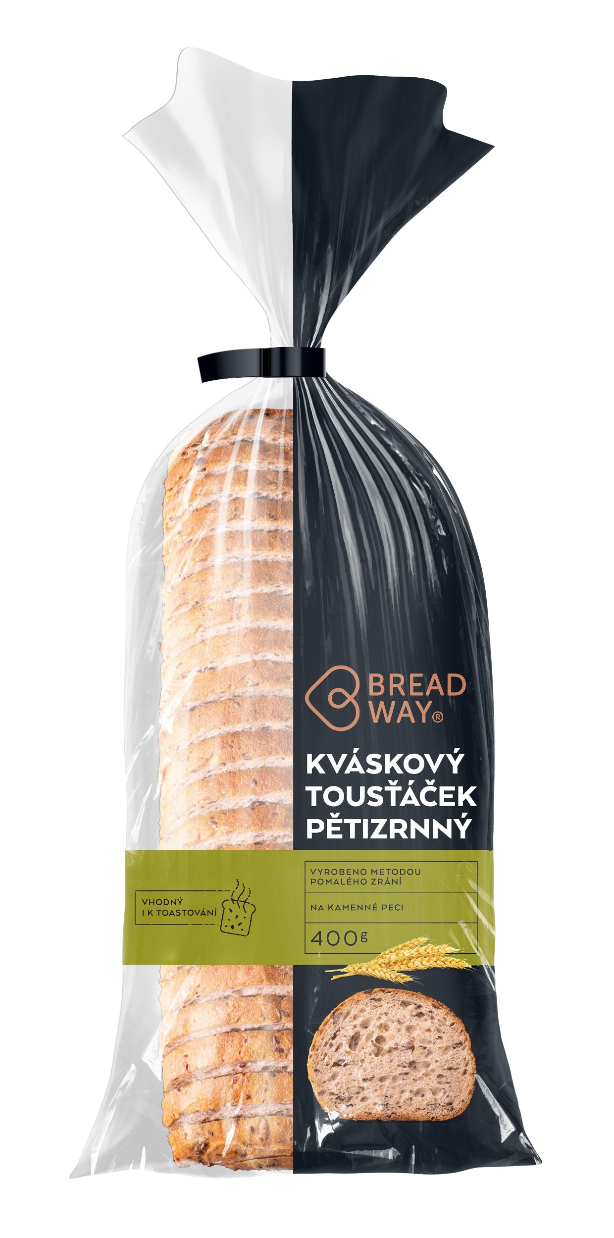 Pekárna a cukrárna - Breadway, Kváskový tousťáček pětizrnný, chléb 400g