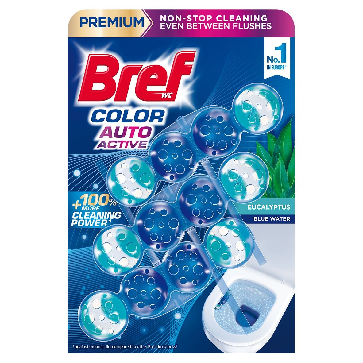 Drogerie a kosmetika - Bref Blue Aktiv Eucalyptus tuhý WC blok 3x50 g