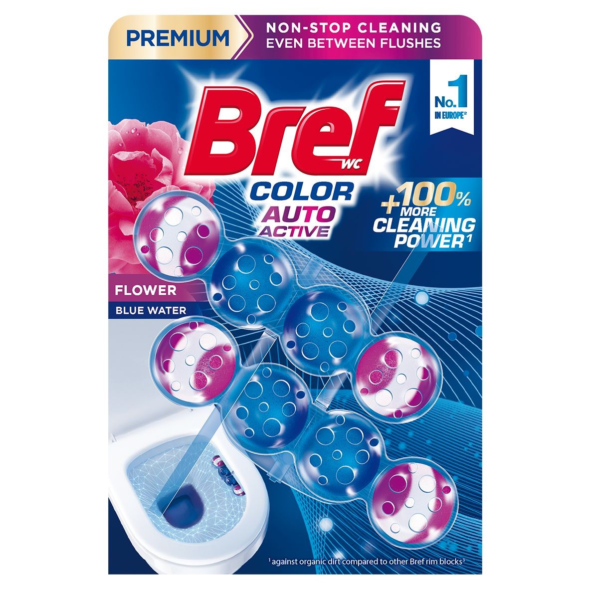 Drogerie a kosmetika - Bref Blue Aktiv Fresh Flowers tuhý WC blok 2x50 g