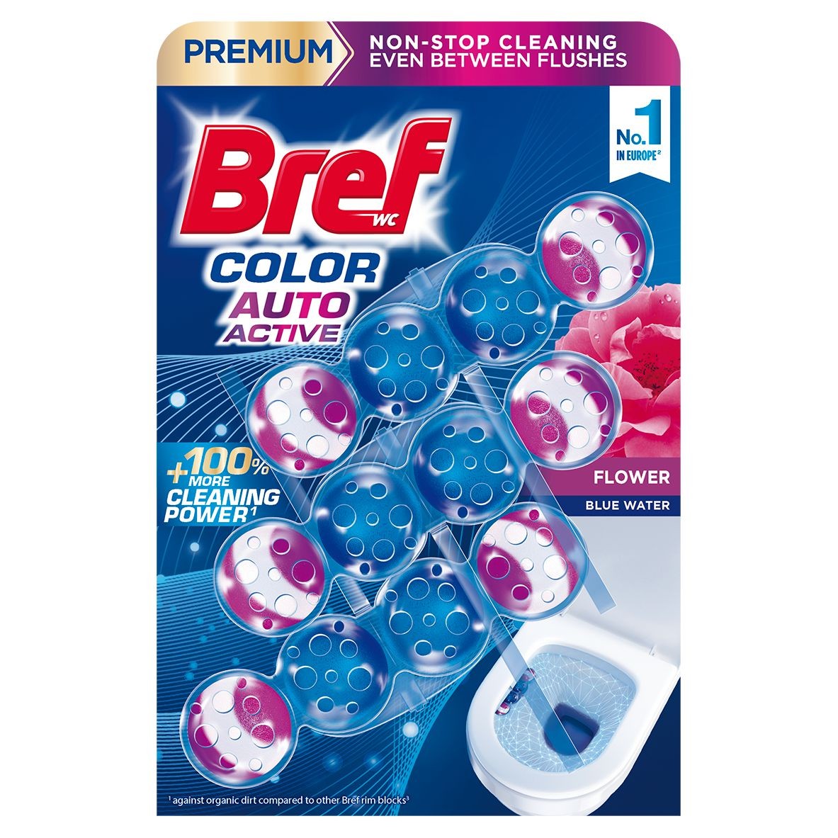 Drogerie a kosmetika - Bref Blue Aktiv Fresh Flowers tuhý WC blok 3x50 g