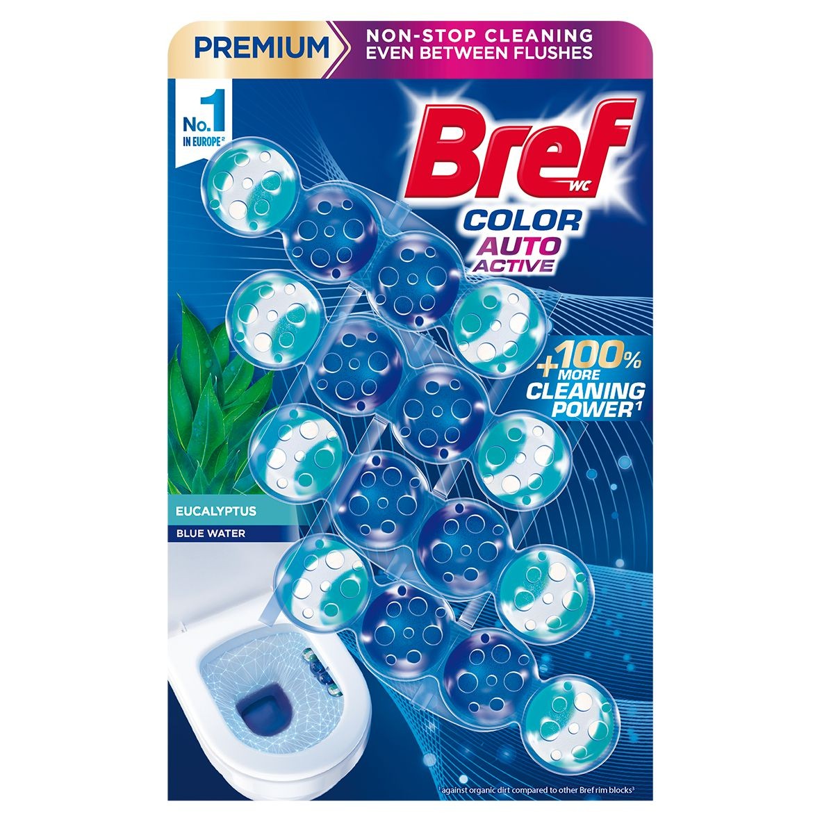 Drogerie a kosmetika - Bref Color Aktiv Eucalyptus tuhý WC blok 4 x 50g