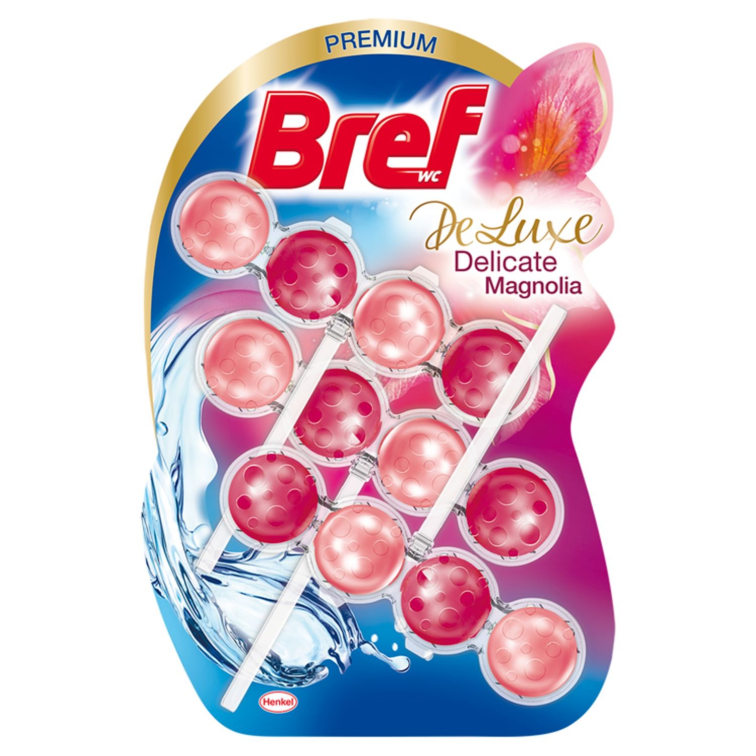 Drogerie a kosmetika - Bref DeLuxe Delicate Magnolia Tuhý WC blok 3x50 g