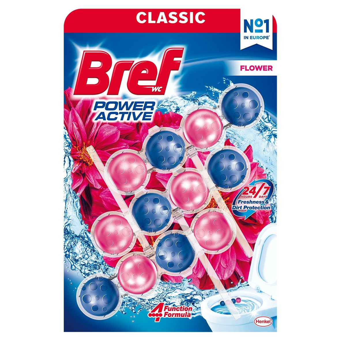 Bref Power Aktiv Flower Blossom tuhý blok pro WC péči 3 x 50g ...