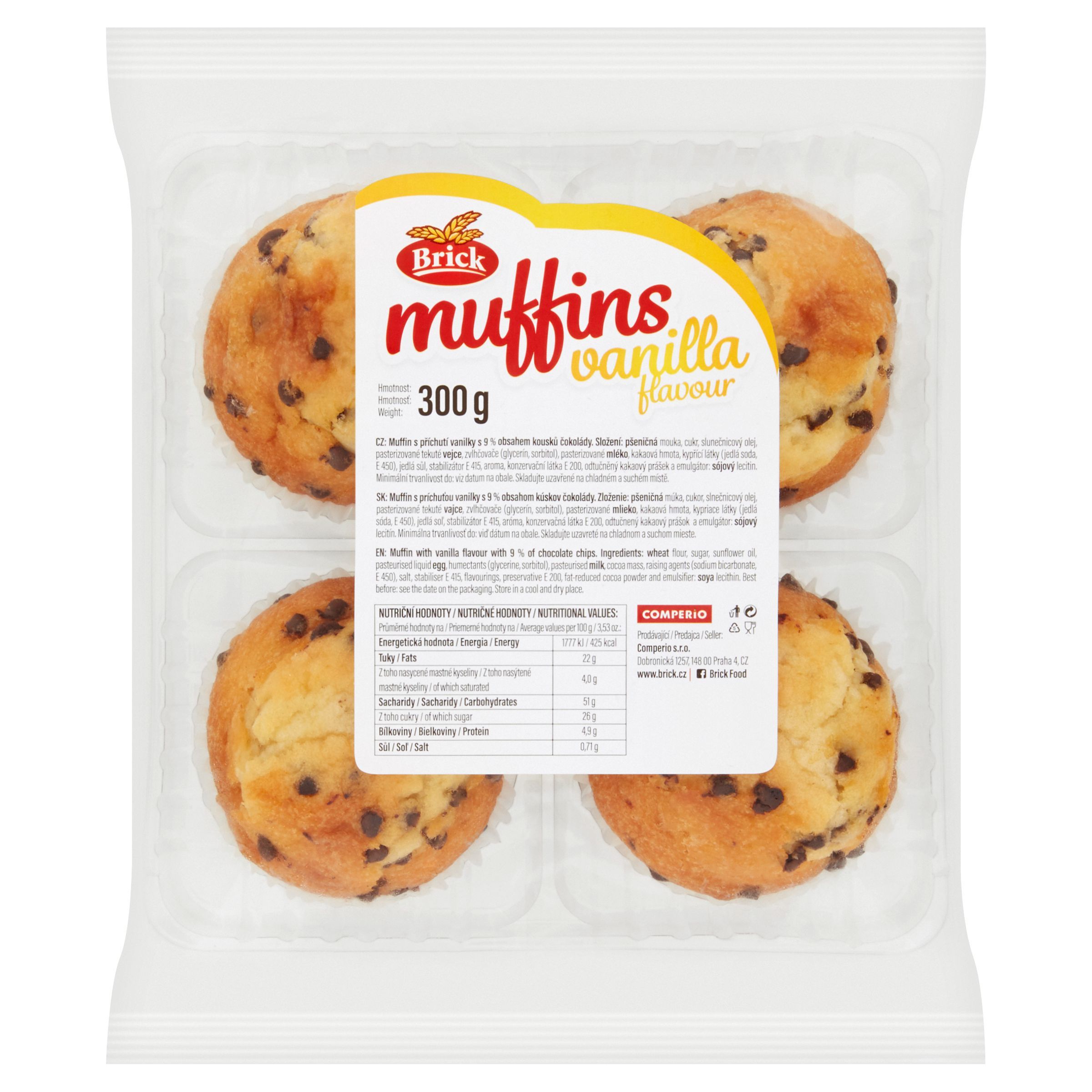 Pekárna a cukrárna - Brick Muffiny s příchutí vanilky s čokáládou 300 g