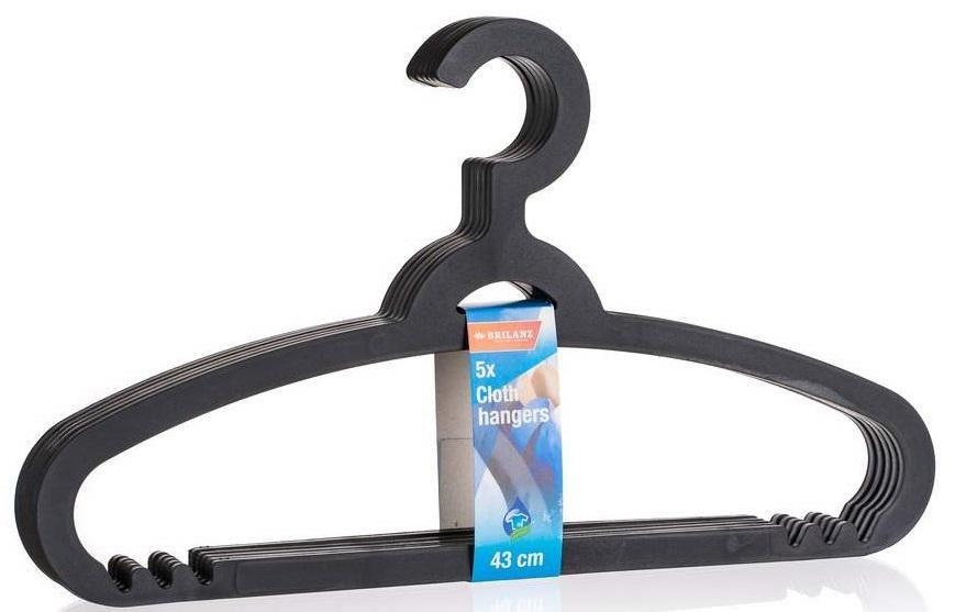 Domácnost a Zahrada - Brilanz Sada plastových ramínek 5ks 43cm černé