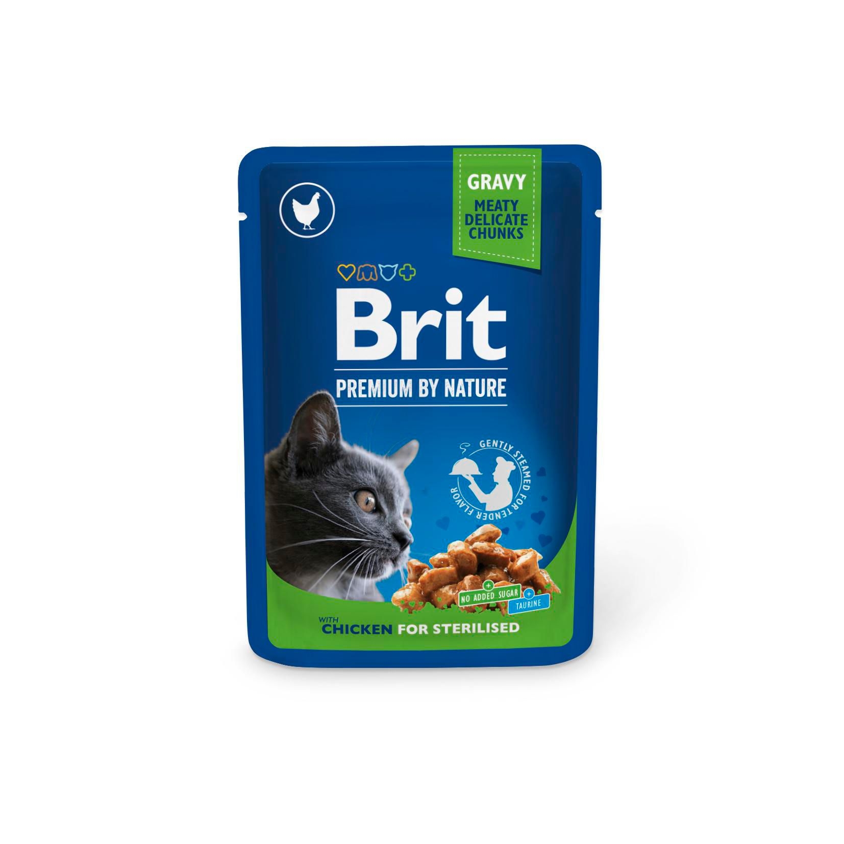 Svět zvířat - Brit Premium by Nature Cat Pouch Chicken Slices for Sterilised 100 g