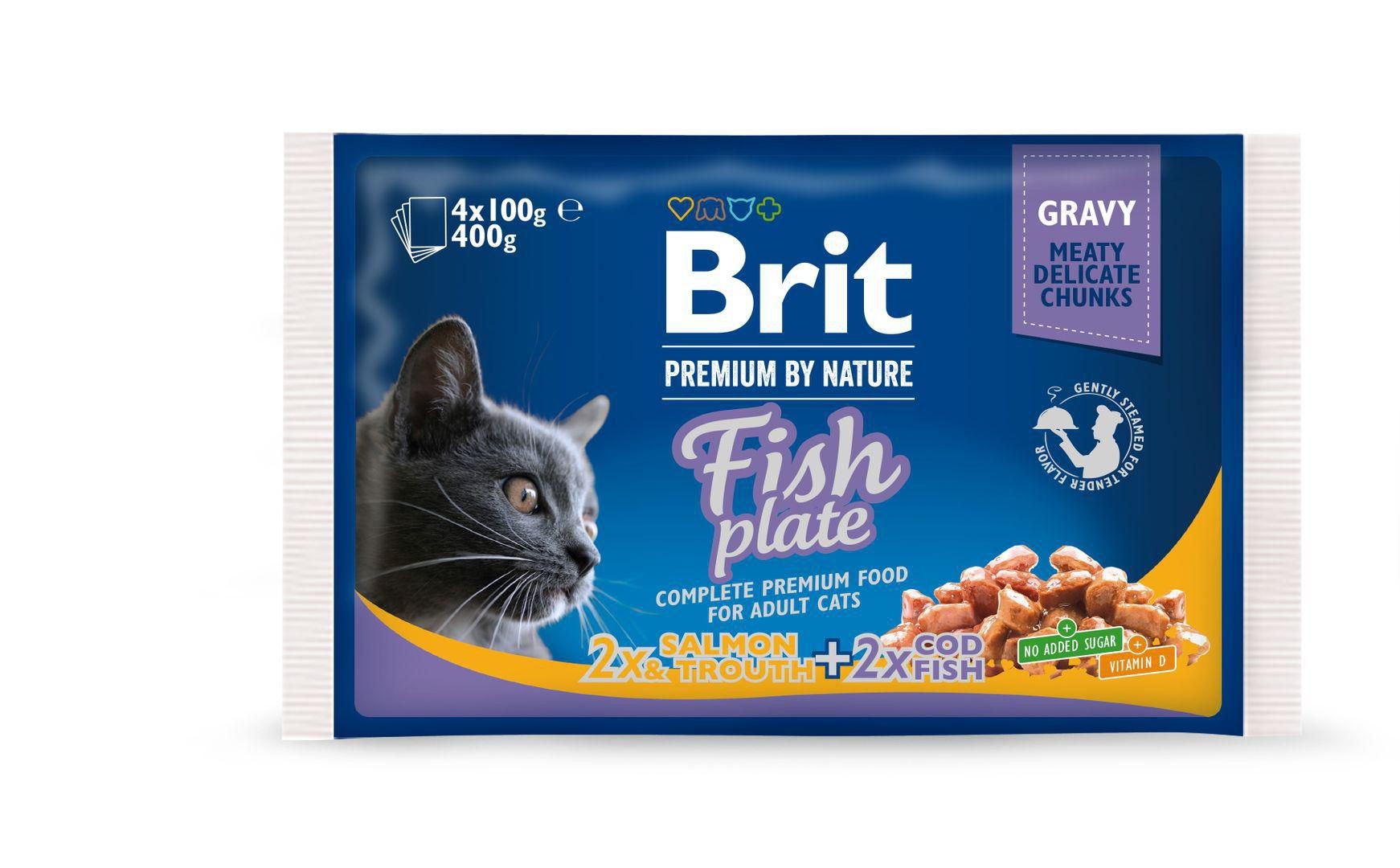 Svět zvířat - Brit Premium by Nature Cat Pouch Fish Plate 400 g (4x100 g)