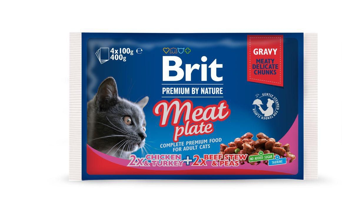 Svět zvířat - Brit Premium by Nature Cat Pouch Meat Plate 400 g (4x100 g)