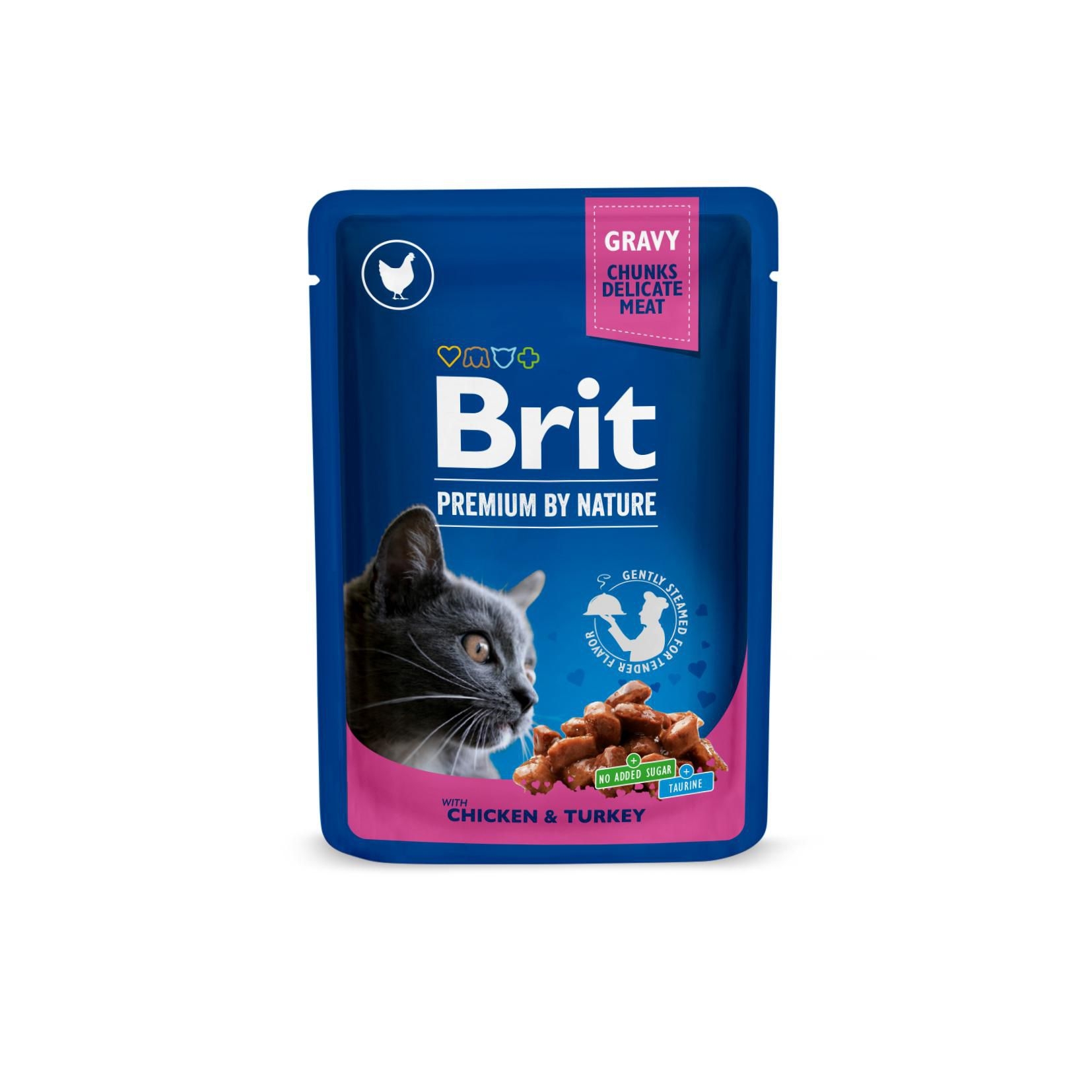 Svět zvířat - Brit Premium by Nature Cat Pouch with Chicken & Turkey 100 g