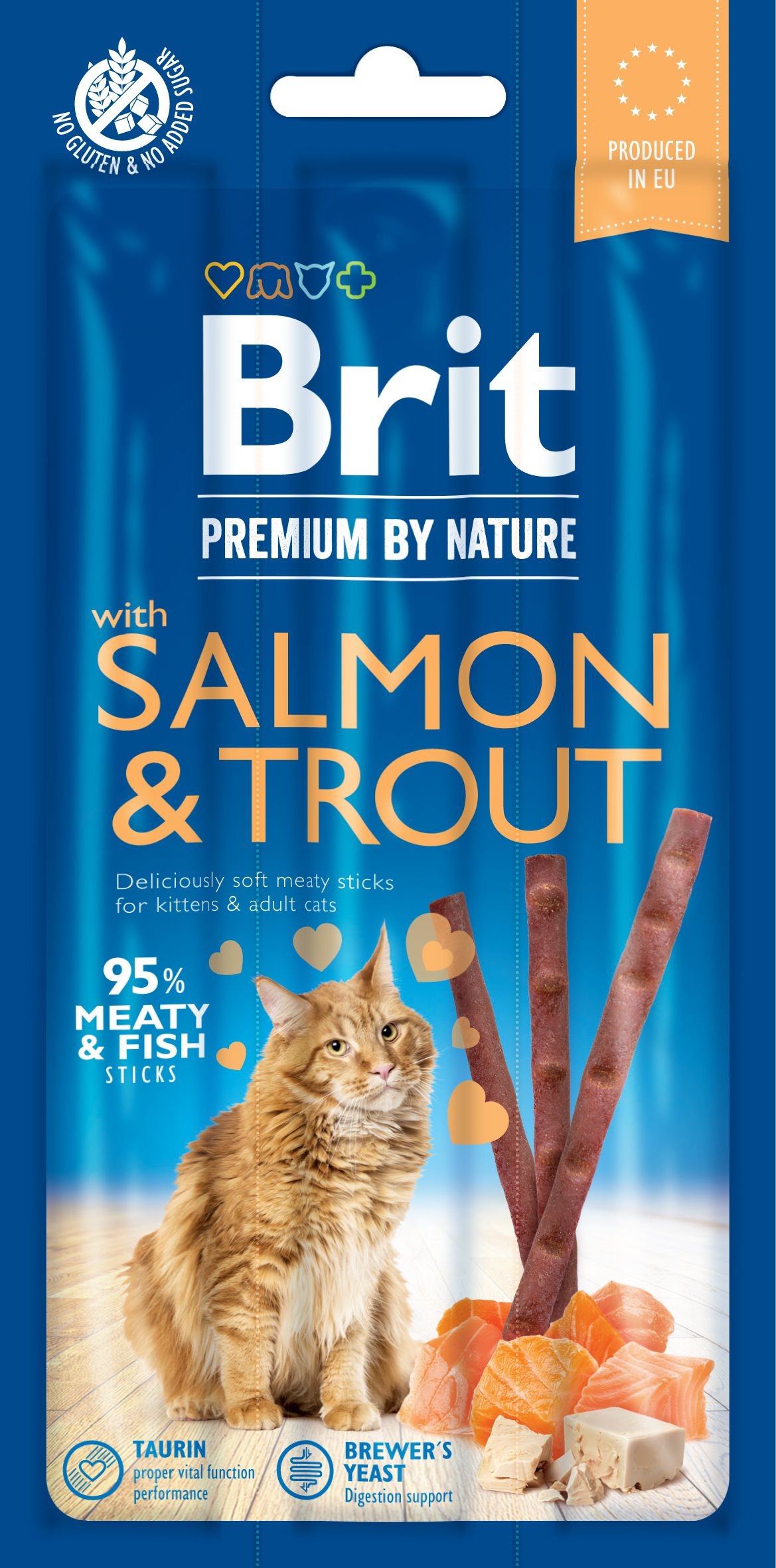 Svět zvířat - Brit Premium by Nature Cat Sticks with Salmon & Trout (3 sticks)