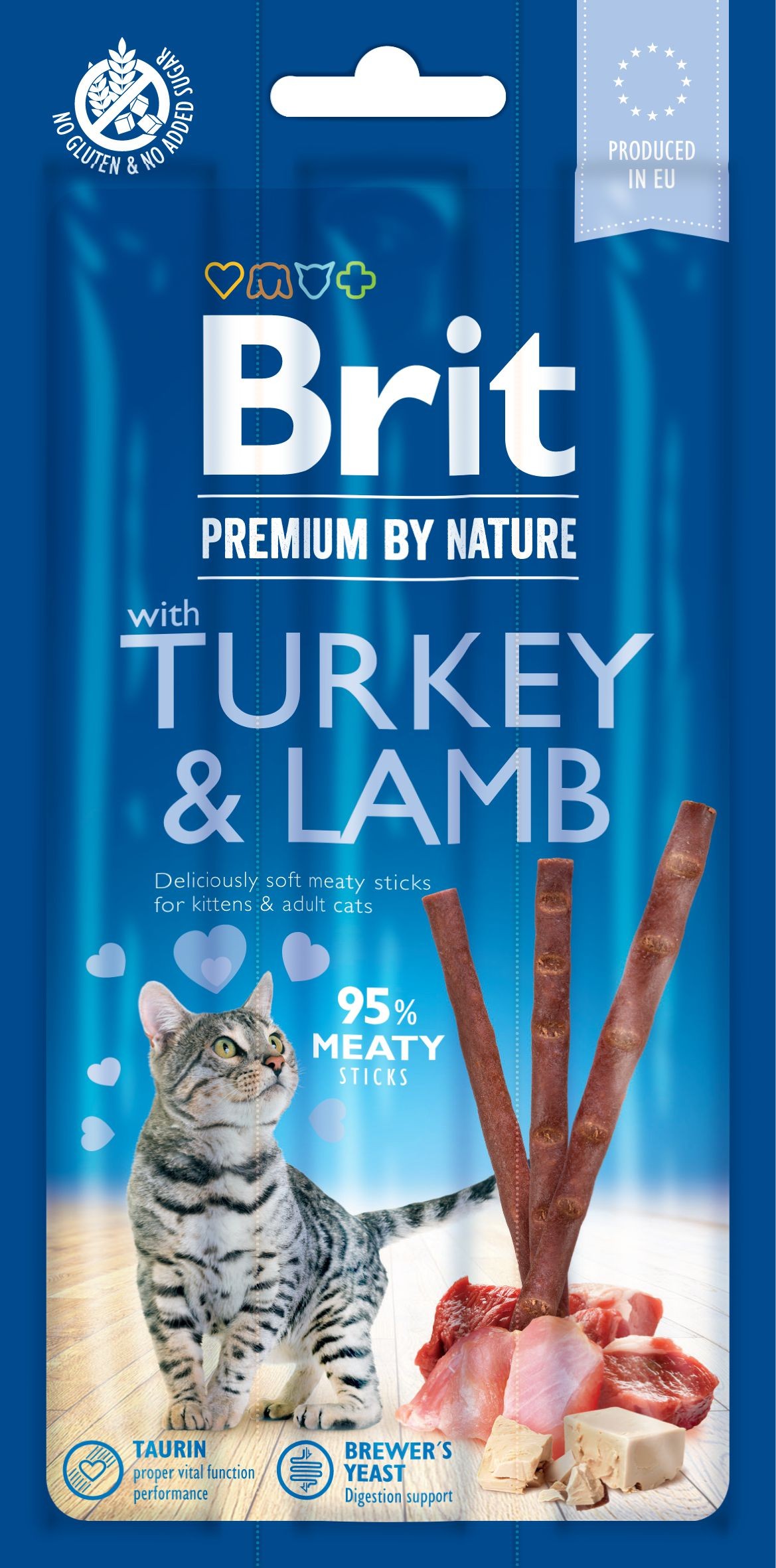 Svět zvířat - Brit Premium by Nature Cat Sticks with Turkey & Lamb (3 sticks)