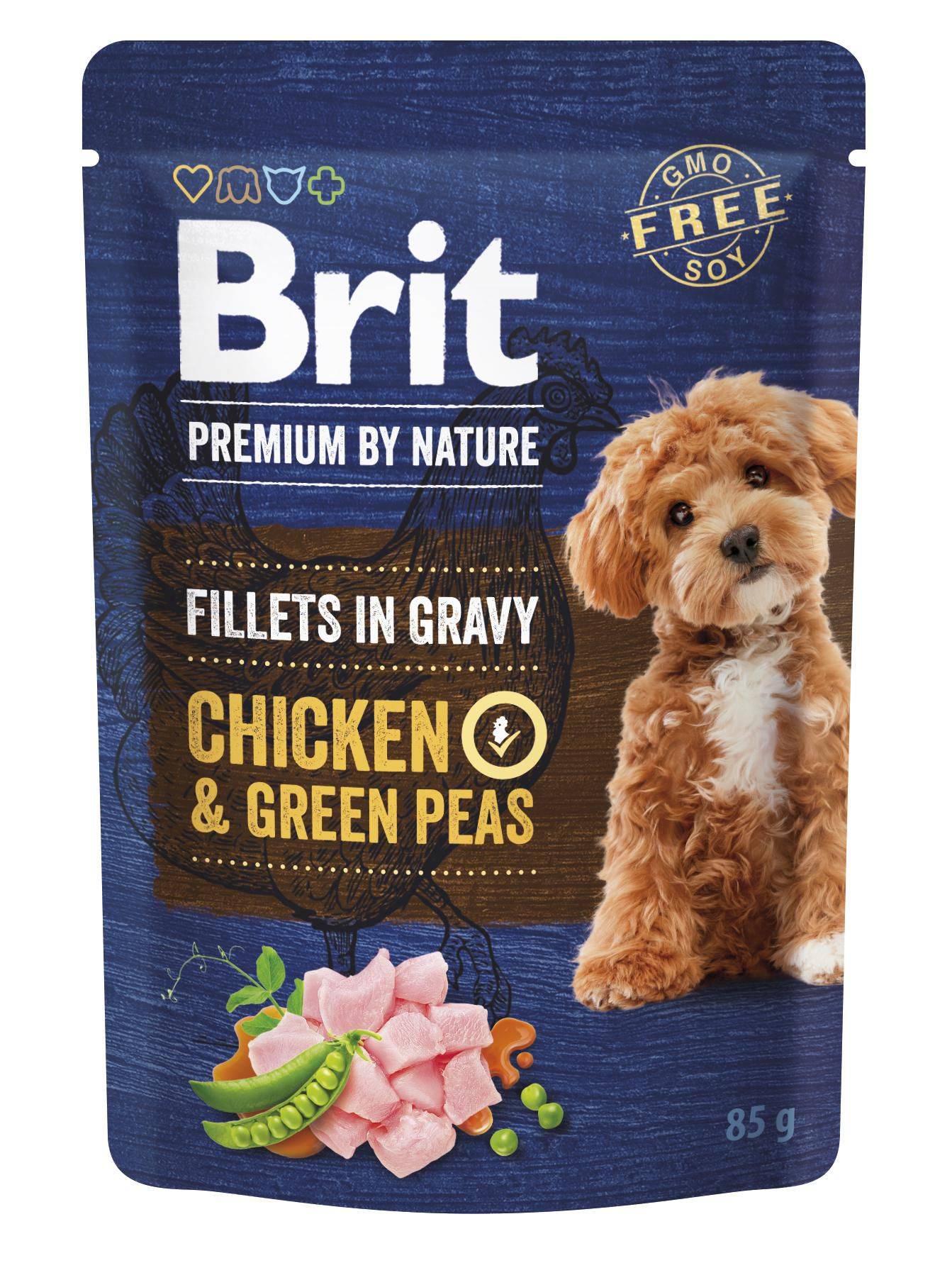 Svět zvířat - Brit Premium by Nature Dog, Fillets in Gravy Chicken & Green Peas 85 g