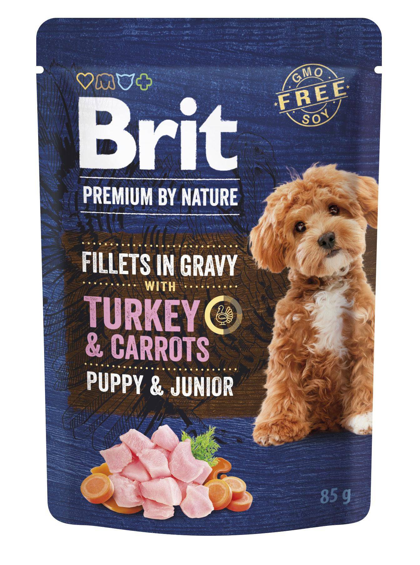 Svět zvířat - Brit Premium by Nature Dog Puppy & Junior Fillets in Gravy with Turkey & Carrots 85 g