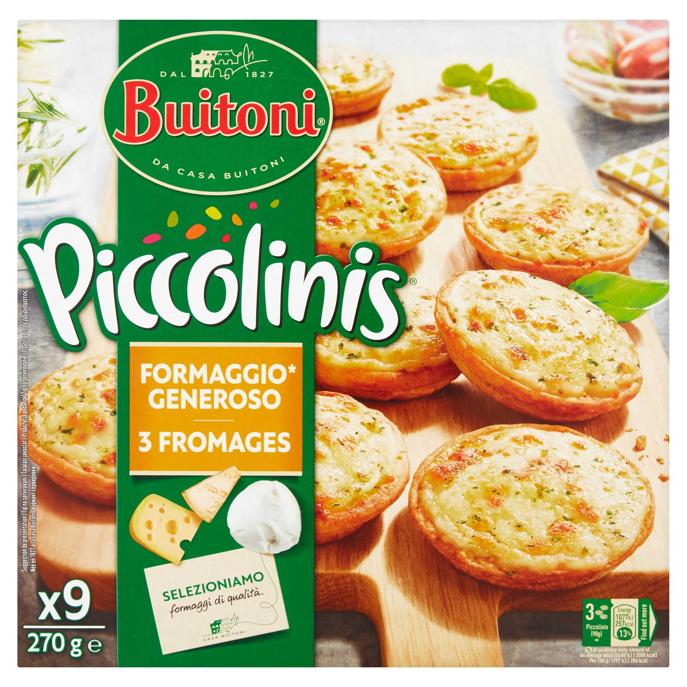Mražené potraviny - Buitoni Piccolinis 3 Formaggi pizza  mražená 30 g