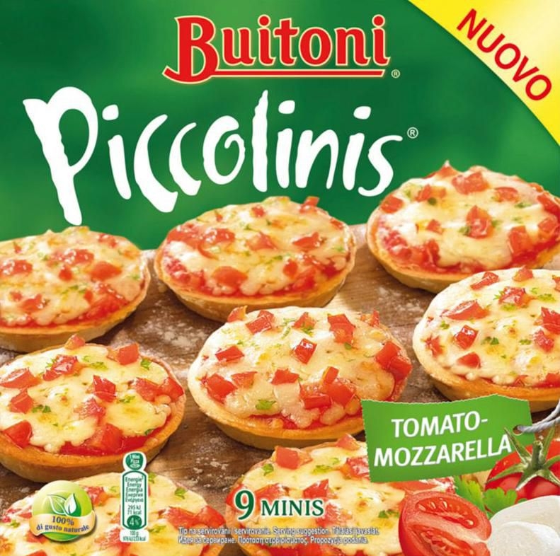 Mražené potraviny - Buitoni Piccolinis Pomodoro Mozzarella pizza mražená 30 g