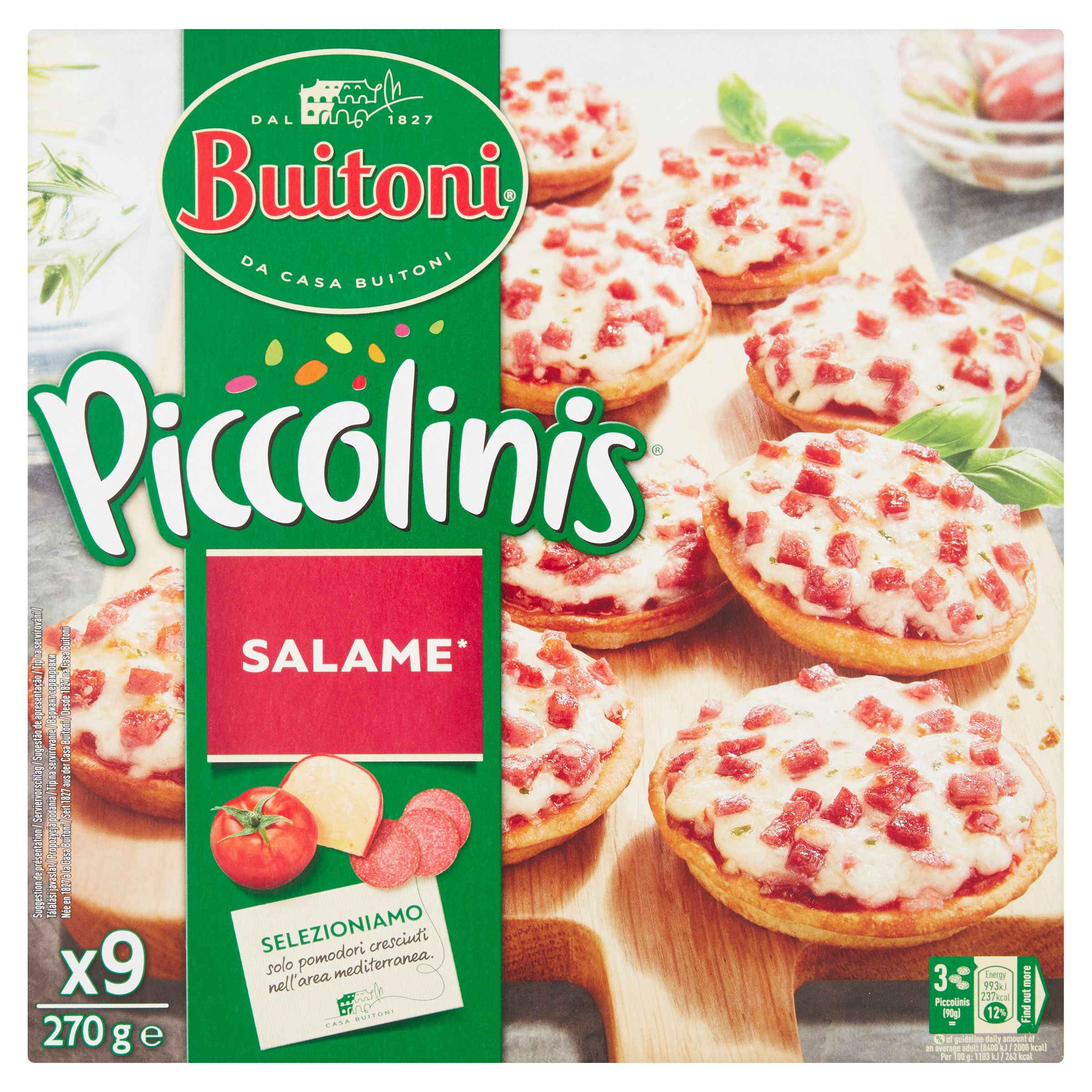 Mražené potraviny - Buitoni Piccolinis Salame pizza mražená 30 g