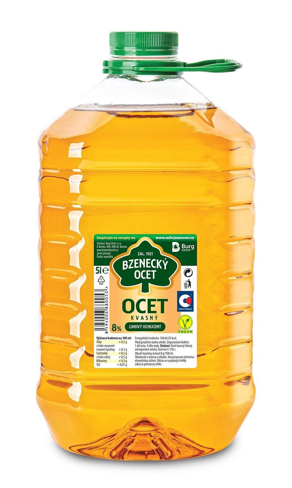 Trvanlivé potraviny - Bzenecký ocet kvasný lihový 8% 5 l