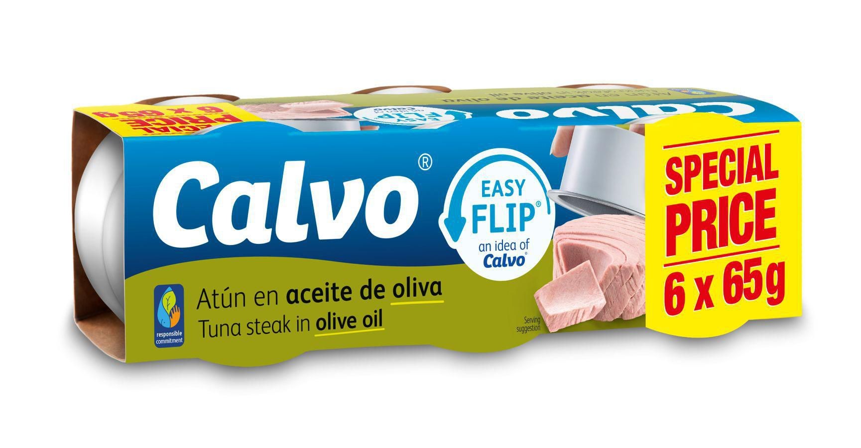 Trvanlivé potraviny - Calvo Tuňák v olivovém oleji 6x65g