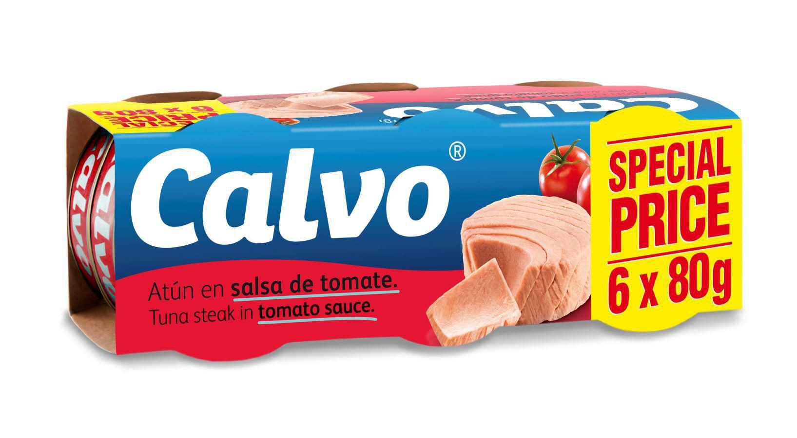 Trvanlivé potraviny - Calvo Tuňák v rajčatové omáčce 6x80 g
