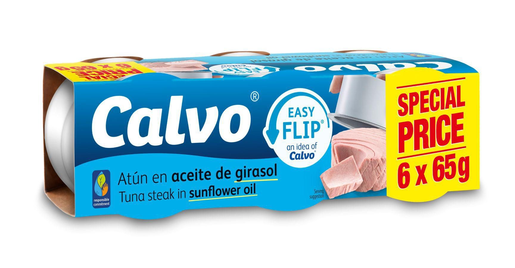 Trvanlivé potraviny - Calvo Tuňák ve slunečnicovém oleji 6x65 g