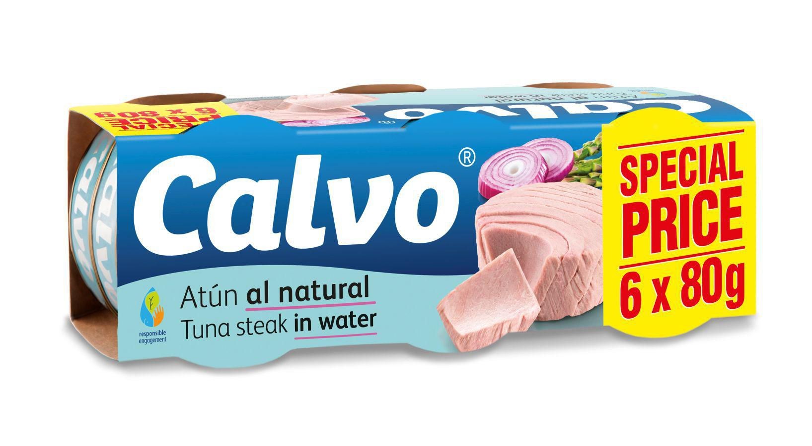 Trvanlivé potraviny - Calvo Tuňák ve vlastní šťávě 6x80 g