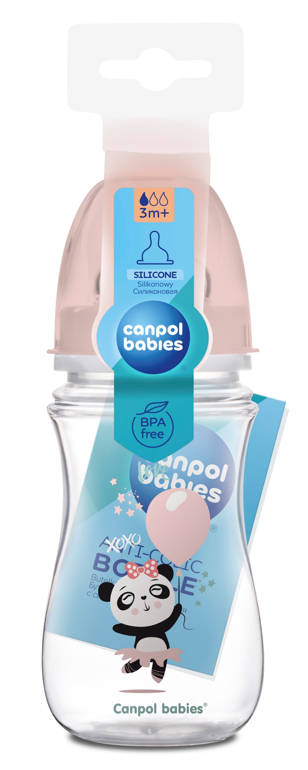 Svět dětí - Canpol babies Lahev se širokým hrdlem EXOTIC ANIMALS 240ml růžová