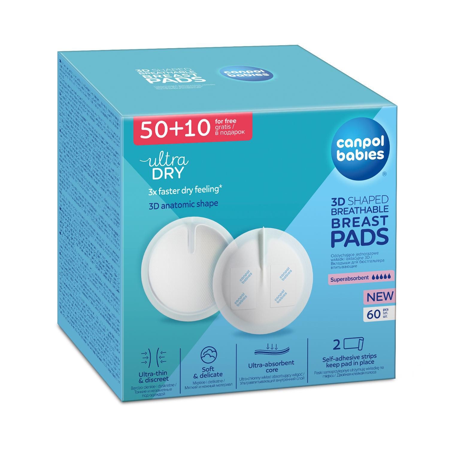 Drogerie a kosmetika - Canpol babies Tvarované prodyšné prsní vložky 3D 50+10ks