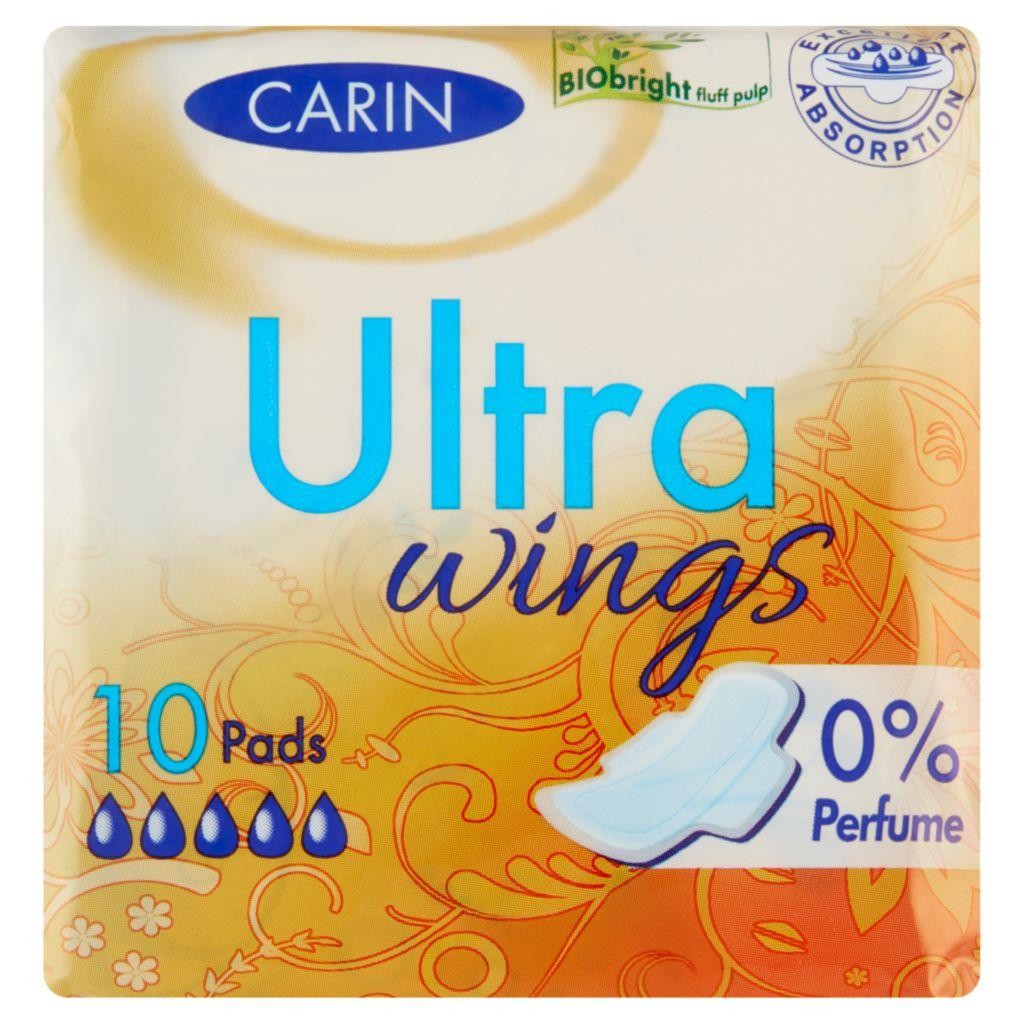 Drogerie a kosmetika - Carin Ultra Tenké jednotlivě balené vložky s křidélky 10 ks