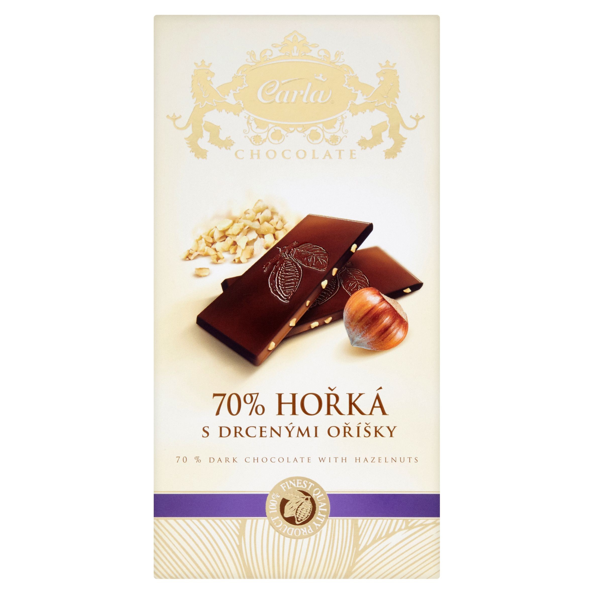 Trvanlivé potraviny - Carla Hořká čokoláda 70% s drcenými oříšky 80 g