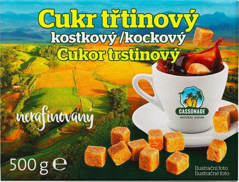 Trvanlivé potraviny - Cassonade Cukr třtinový kostkový 500 g