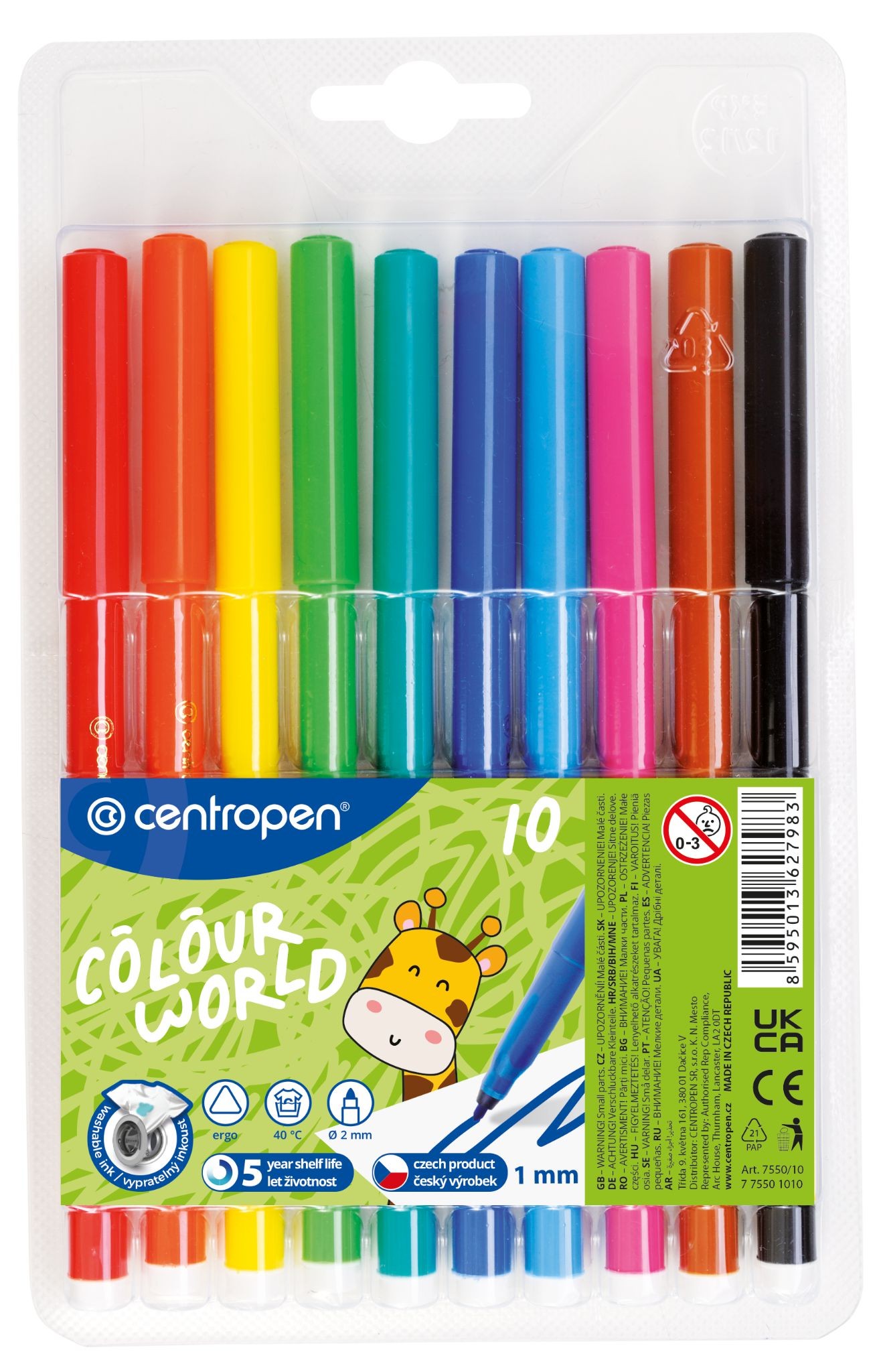 Domácnost a Zahrada - Centropen Popisovače 7550 RED trojhranné 10 ks