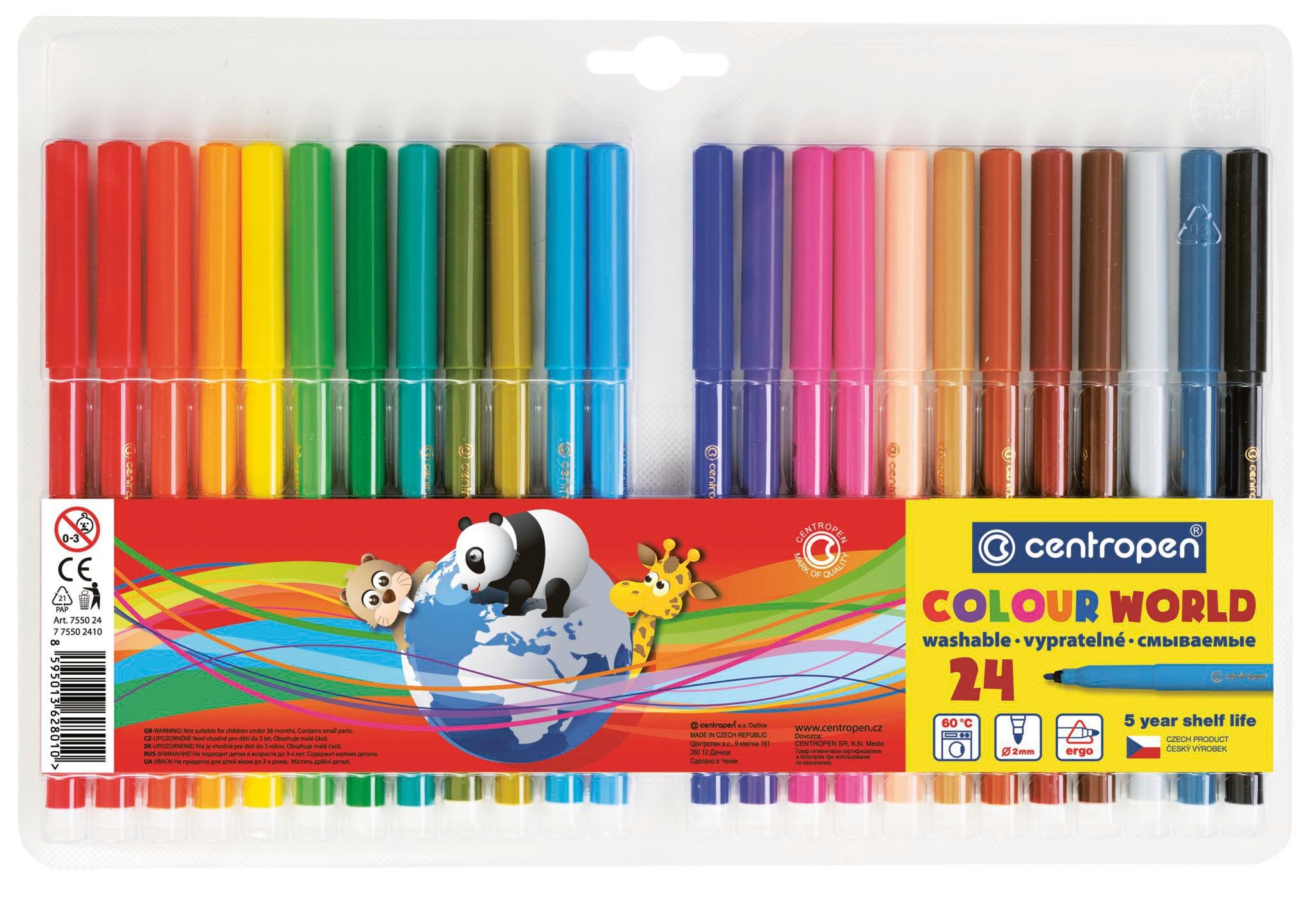 Domácnost a Zahrada - Centropen Popisovače 7550 RED trojhranné 24 ks