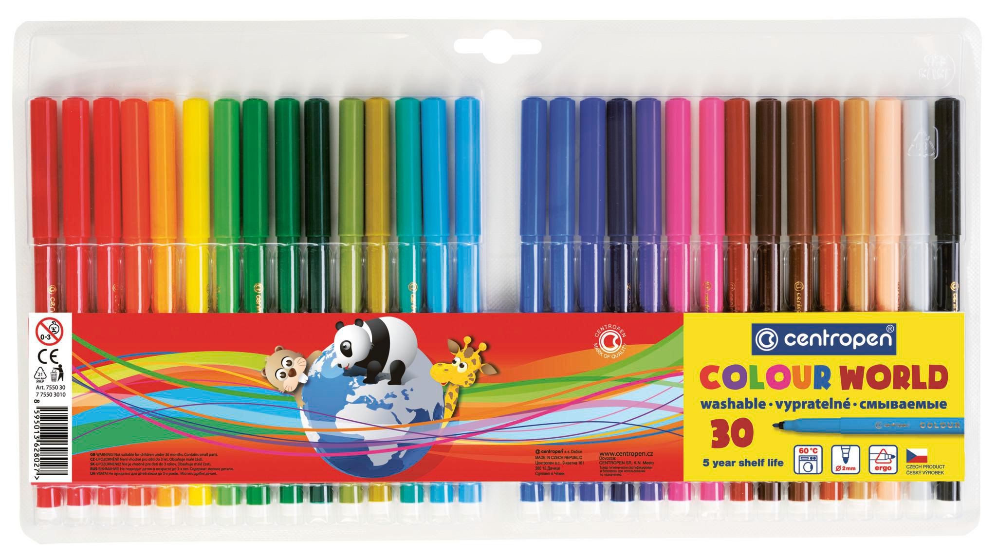Domácnost a Zahrada - Centropen Popisovače 7550 RED trojhranné 30 ks