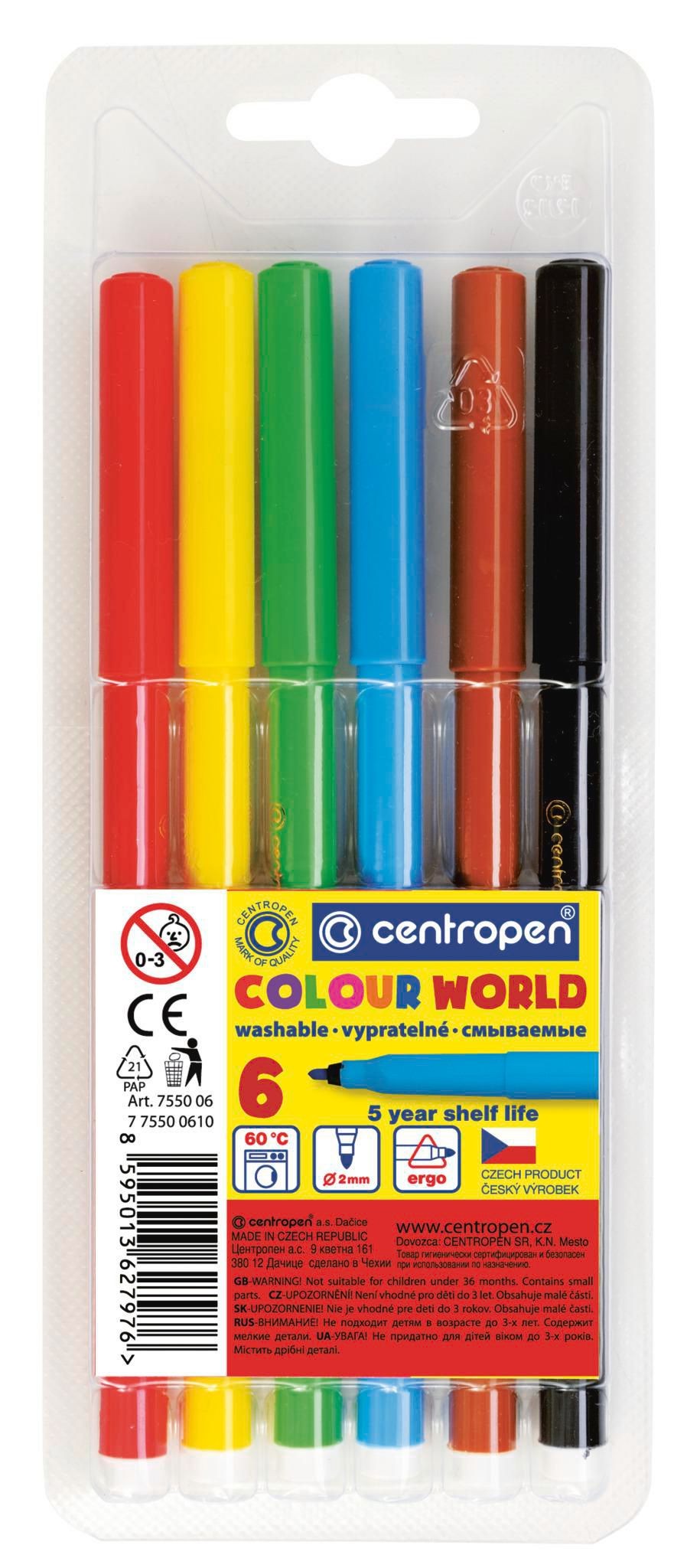 Domácnost a Zahrada - Centropen Popisovače 7550 RED trojhranné 6 ks