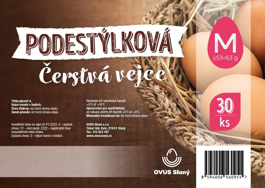 Mléčné a chlazené - Čerstvá podestýlková vejce M 30 ks