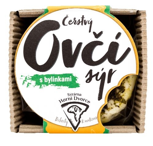 Mléčné a chlazené - Čerstvý ovčí sýr s bylinkami Statek Horní Dvorce - cca 150 g