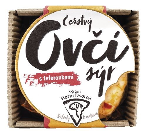 Mléčné a chlazené - Čerstvý ovčí sýr s feferonkami Statek Horní Dvorce - cca 150 g