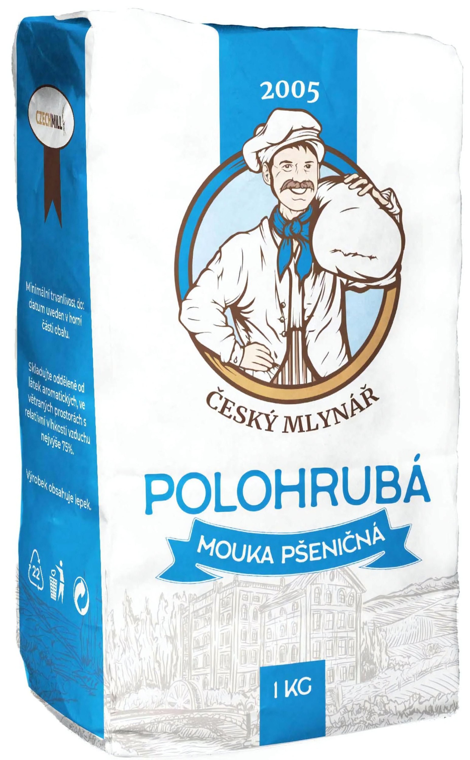Trvanlivé potraviny - Český Mlynář Polohrubá mouka pšeničná 1kg