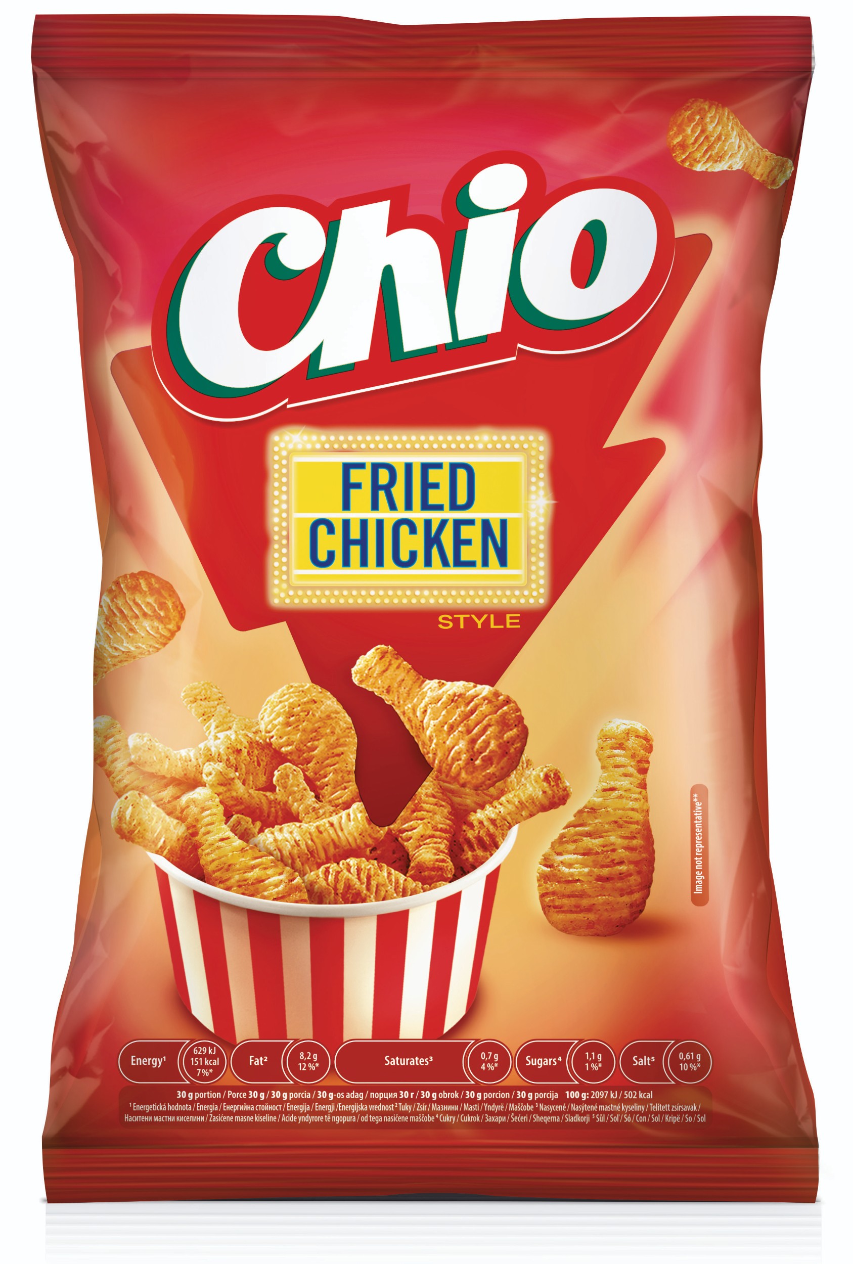Trvanlivé potraviny - Chio Fried Chicken Style smažený bramborový snack s příchutí pečeného kuřete 65 g