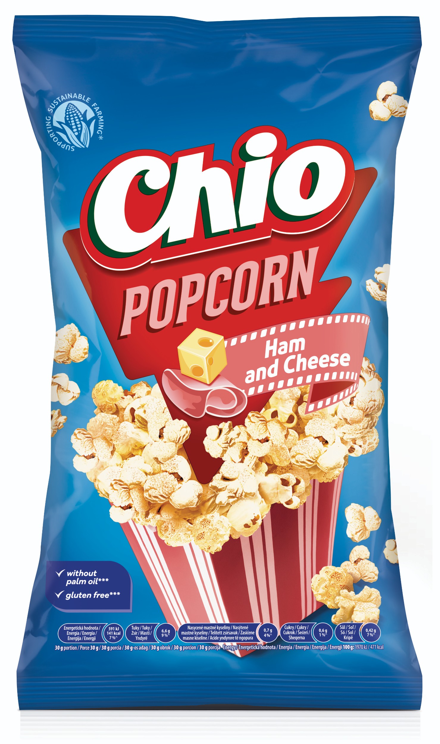 Trvanlivé potraviny - Chio Ready to Eat Popcorn Šunka a sýr 75g