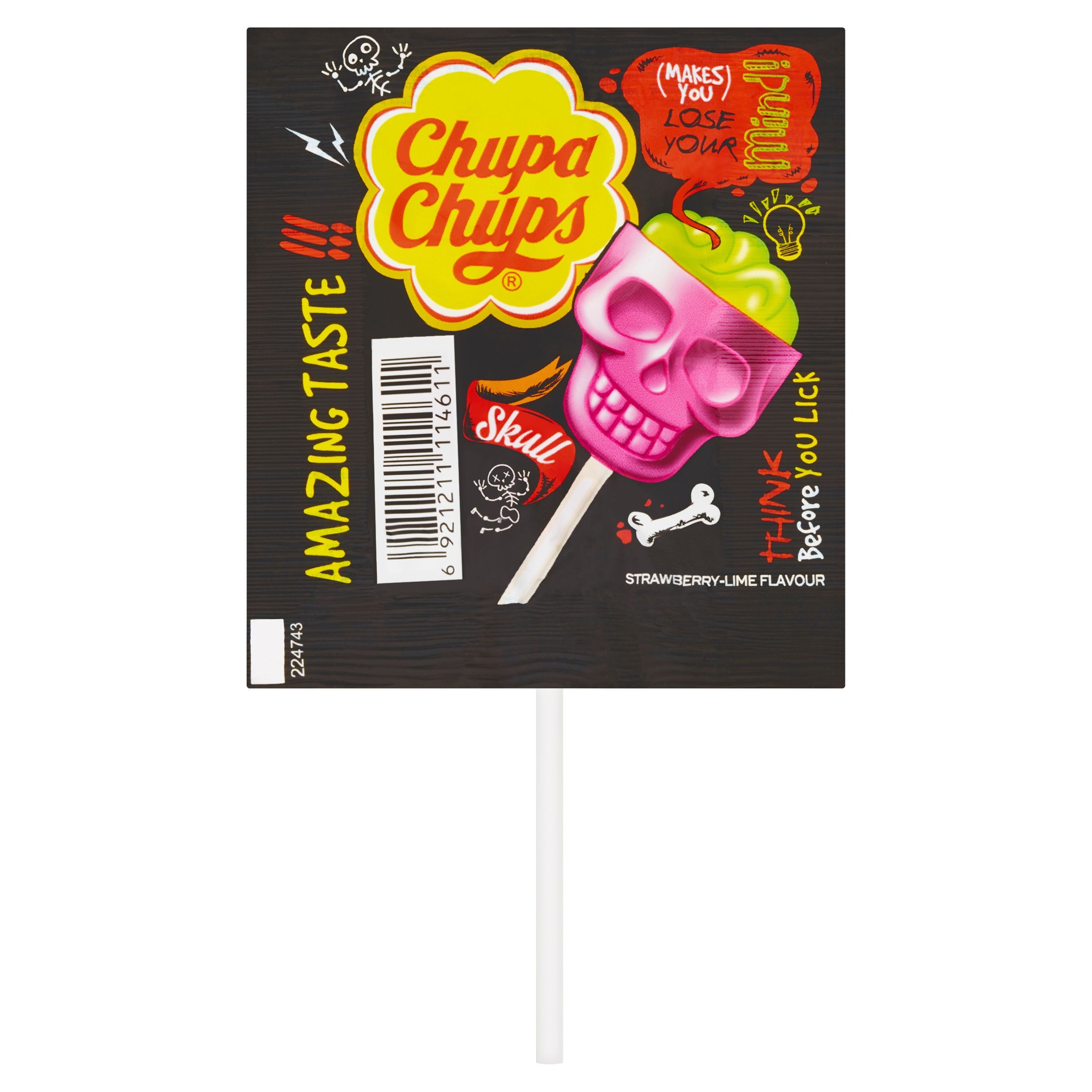 Trvanlivé potraviny - Chupa Chups 3D lízátko Skull Jahoda - Limeta 15g