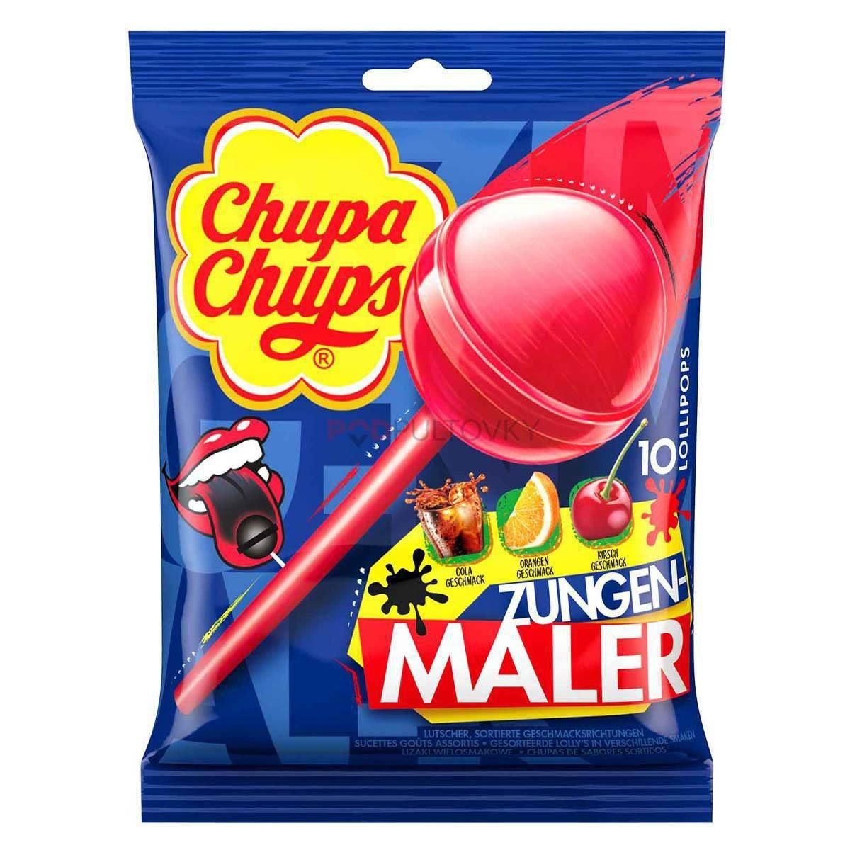 Trvanlivé potraviny - Chupa Chups Směs dropsů s příchutěmi třešeň, kola a pomeranč 10 ks 120g