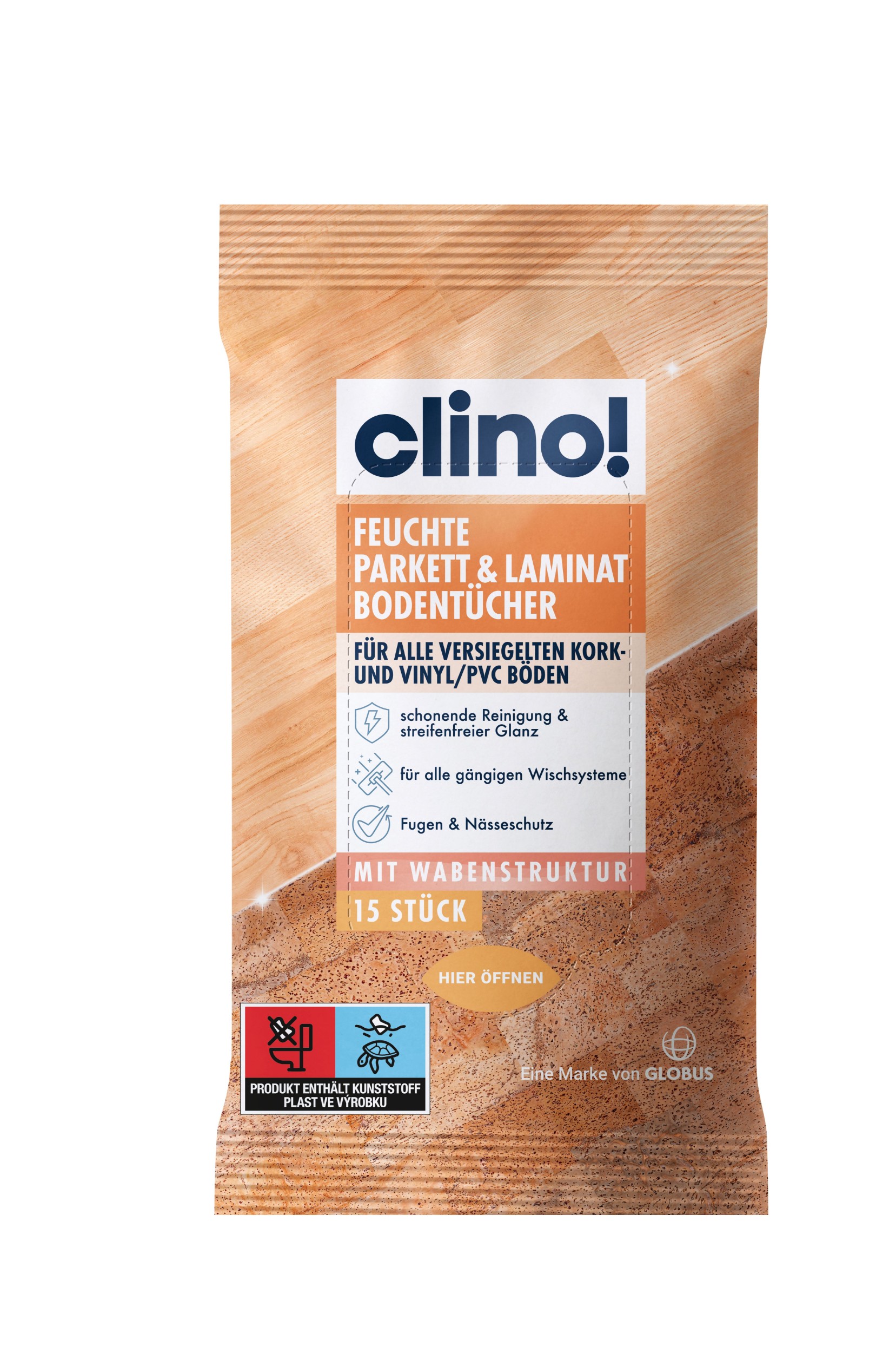 Drogerie a kosmetika - Clino! Ubrousky na parkety a laminát 15 ks